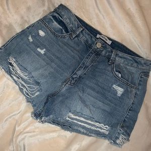 Ripped jean shorts